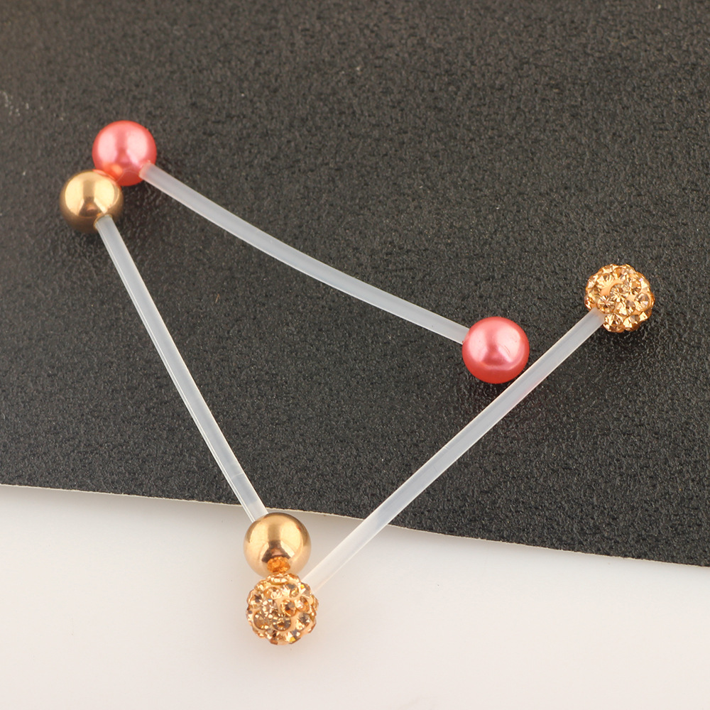 3-Piece Long Soft Rod Industrial Earring Umbilical Piercing Jewelry Set, 316L Surgical Steel, 38mm detail image 13