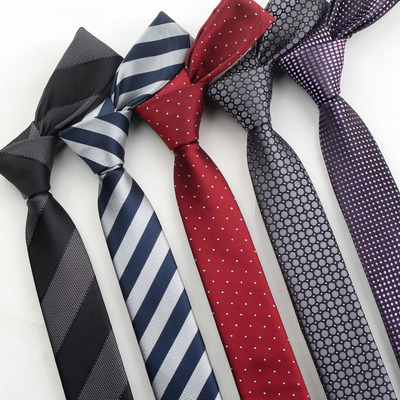 fashion stripe man necktie 5cm Skinny tie 1200 Polyester Jacquard weave Korean Edition necktie customized wholesale