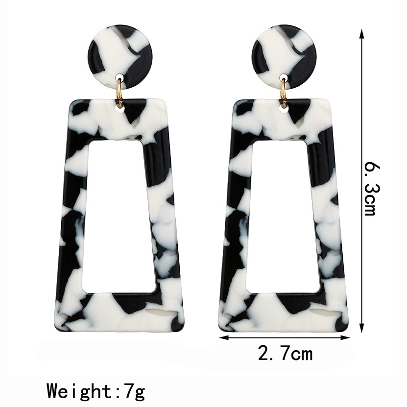 10g Weight 1 Pair Simple Style Square Acetic Acid Sheets Printing Women's Drop Earrings Earrings