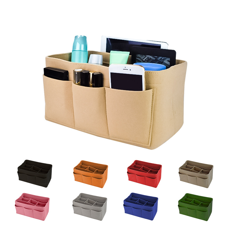 毛毡化妆包定制 毛毡收纳包 可拆卸旅行化妆包毛毡包中包