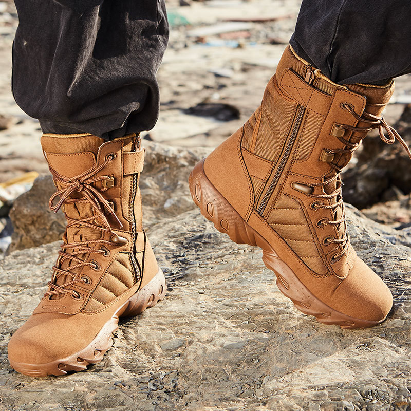 High-top breathable zipper hiking boots Men's and women's travel hiking shoes non-slip outdoor wear-resistant outdoor boots_voghion.com