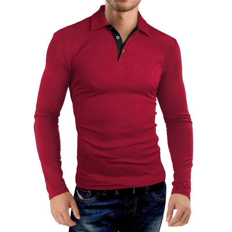 Herrpolo med lång ärm och krage för business och golf_voghion.com