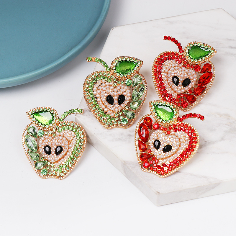 New Fruit Apple Earrings Diamond Earrings Wholesale display picture 2