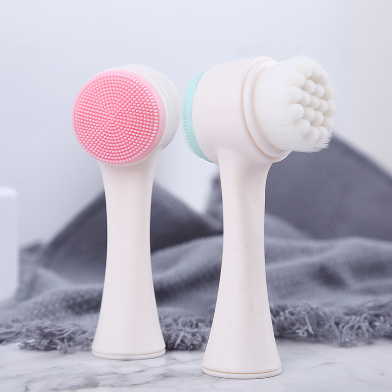 Facial Cleanser Double-sided Silicone Facial Brush Manual Massage Facial Cleanser Soft Hair Silicone Facial Cleanser Facial Cleanser