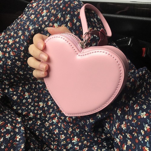 Korean New Love Bag Fresh Style Handheld Bag Cute Peach Heart Student Wallet Coin Small Bag Trendy