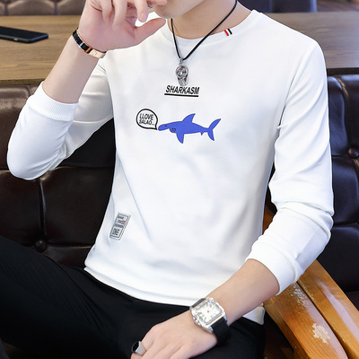 The new spring and autumn 2019 Korean Edition Trend T-shirt young students Long sleeve man Sweater T-shirts jacket Slim version