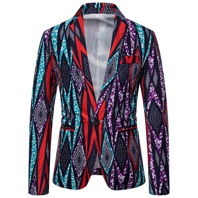 Fashionable men’s leisure multicolor printing suit