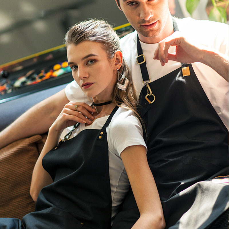 Delantal Halter moda coreana café leche té tienda delantal hombres y mujeres pintura lienzo ajustable delantal logotipo personalizado