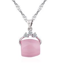 猫眼石项链 天然月光石吊坠 韩国饰品 时尚珠 吊坠 首饰银饰批发