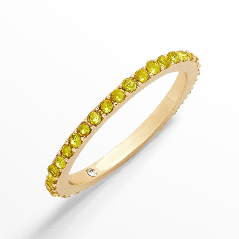Inlay Design Copper Gold Plated Shiny Inlay Round Zircon Rings