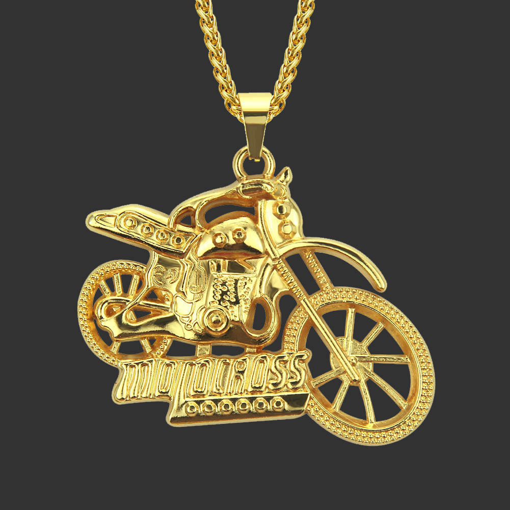Motorcycle Pendant Necklace For Men Snake Bone Chain Accessory_voghion.com