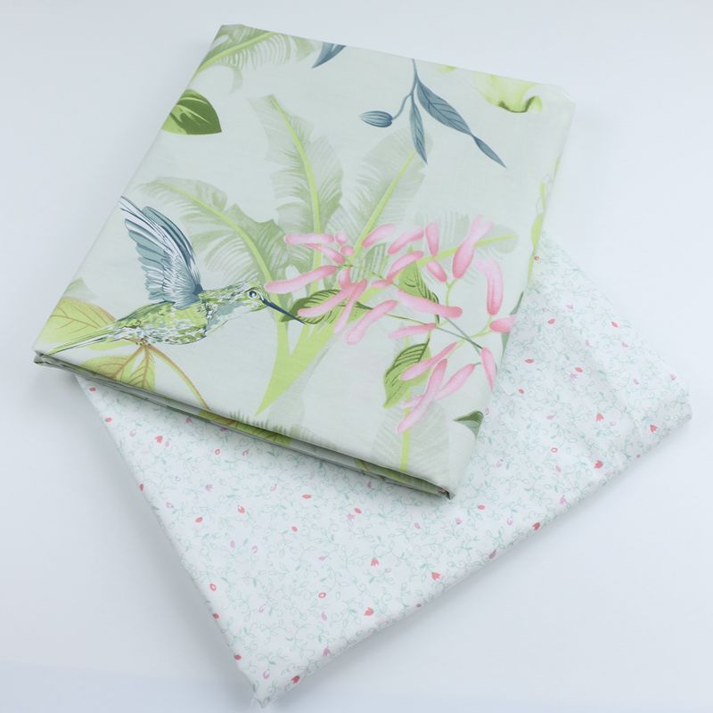 2.35米幅宽大花卉全棉布布料 纯棉四件套布料 卡通小鸟蝴蝶结面料