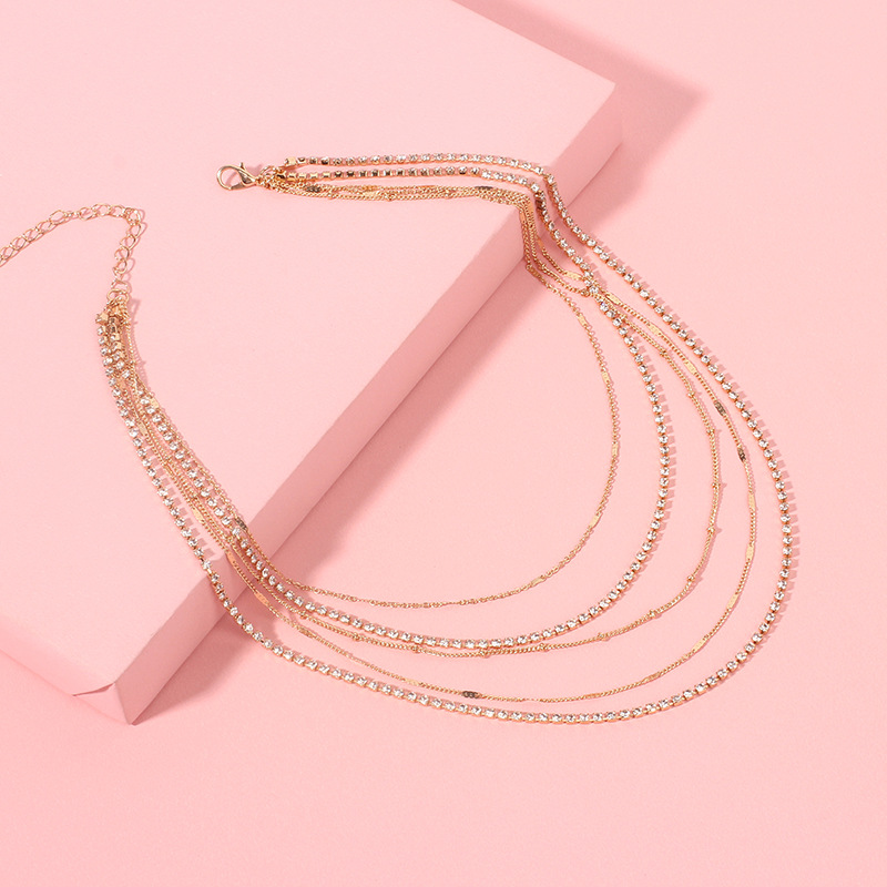 14g Weight Necklace Classification Wedding, Travel Occasion Women'S Gender Ethnic Style Style Gold Color Fashion Ethnic  Simple Multi-layer Necklace Short Clavicle Chain 6