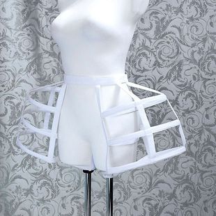 Wholesale satin hollow three-layer bilateral Birdcage Fishbone skirt cosplay violence Lolita new skirt