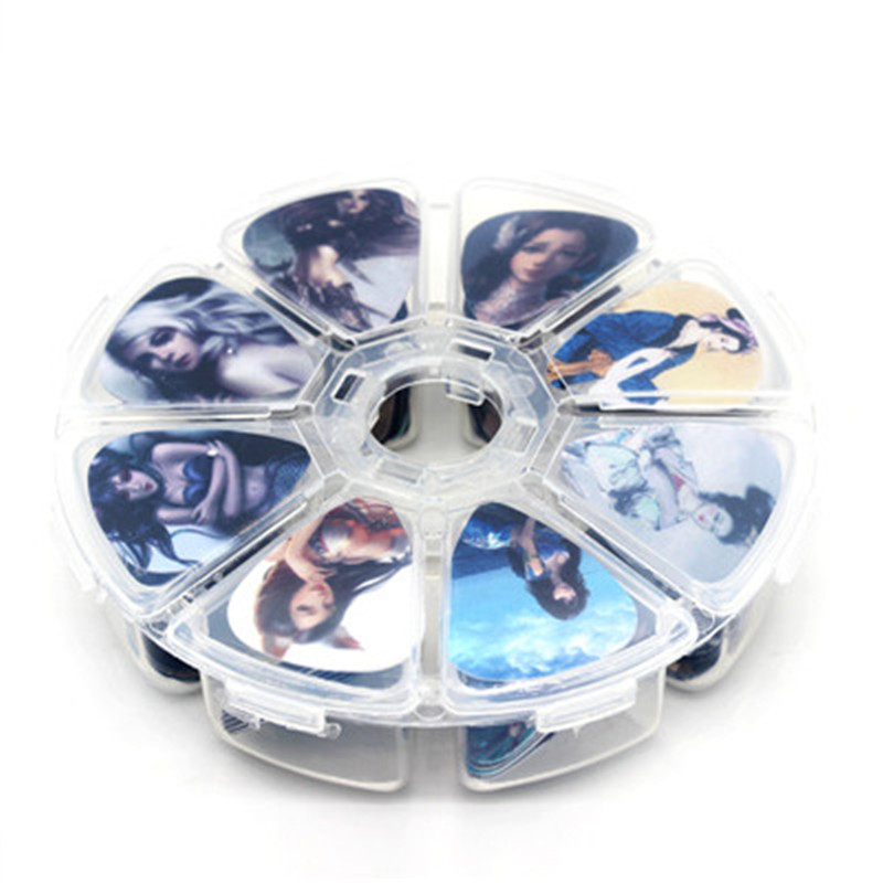 Juego de 50 púas de guitarra con diseño colorido, accesorios para instrumentos musicales, ukelele folk, accesorios para instrumentos musicales al por mayor.