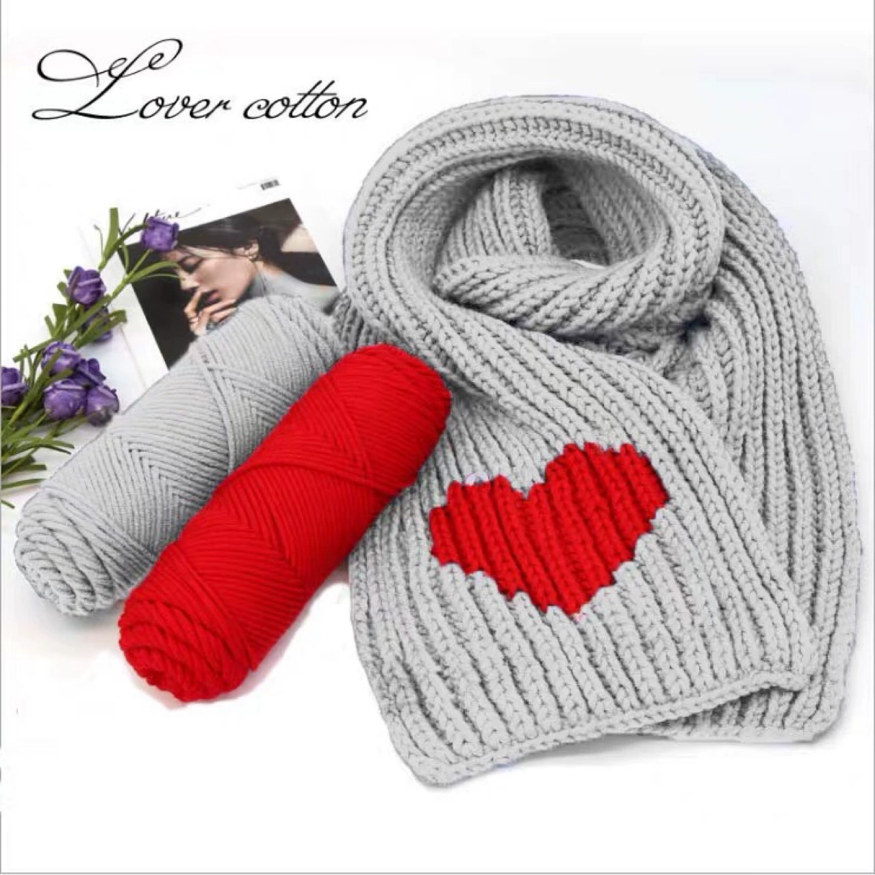 Handmade yarn kit, soft plush skeins with bamboo needle 6 mm, mixed colors and tutorial options