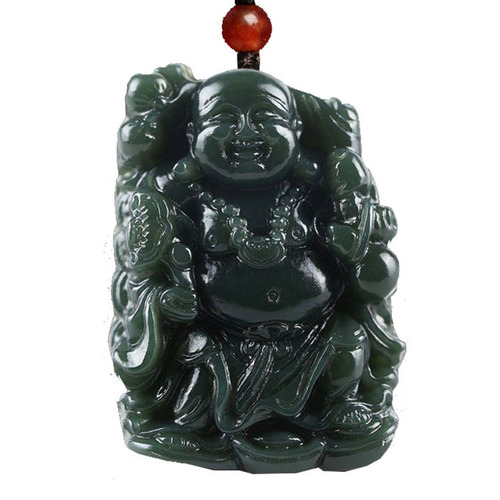 Heavenly Jade Qing Yu Ruyi Buddha Pendant with Thousand-Armed Avalokiteśvara Pendant Jade Jewelry for Men and Women Live Stream Wholesale