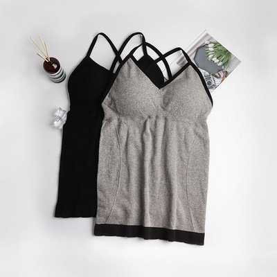 8823吊带网红背心爆款无缝束身交叉美背女加厚胸垫防走光免穿文胸|ms