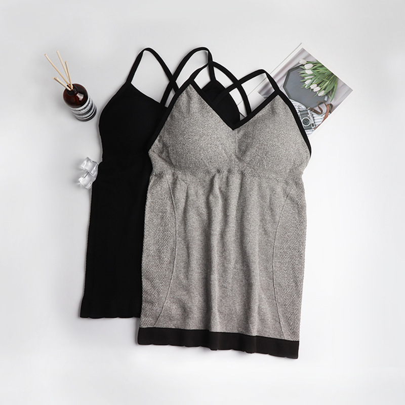 8823吊带网红背心爆款无缝束身交叉美背女加厚胸垫防走光免穿文胸|ms