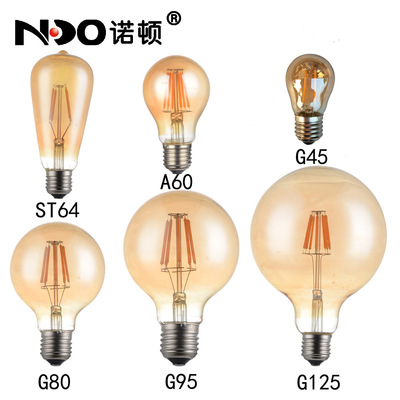led灯泡 玻璃装饰复古灯泡 灯丝灯A60E27茶色 厂家直销跨境钨丝|ms