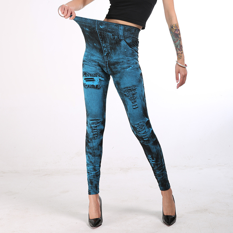 Women's Daily Fashion Solid Color Ankle-length Printing Jeans display picture 4