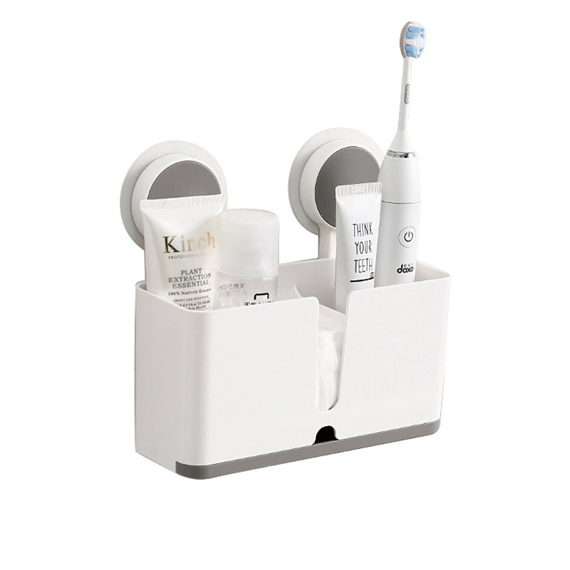 Estante de almacenamiento sin perforaciones para el hogar, caja de almacenamiento de cepillos de dientes montada en la pared para baño, escurridor de cocina, jaula para palillos, cepillo de dientes eléctrico