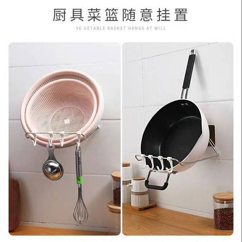 Hole-free washbasin rack, bathroom storage rack, bathtub, vegetable basin, washbasin hook, kitchen bathroom wall-mounted storage rack