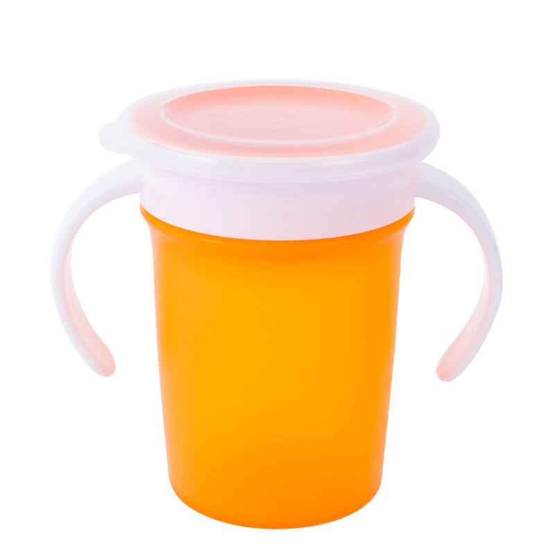 Taza de beber para niños 360 grados a prueba de fugas anti-estrangulamiento bebé bebiendo taza con mango Baby Magic Cup con tapa