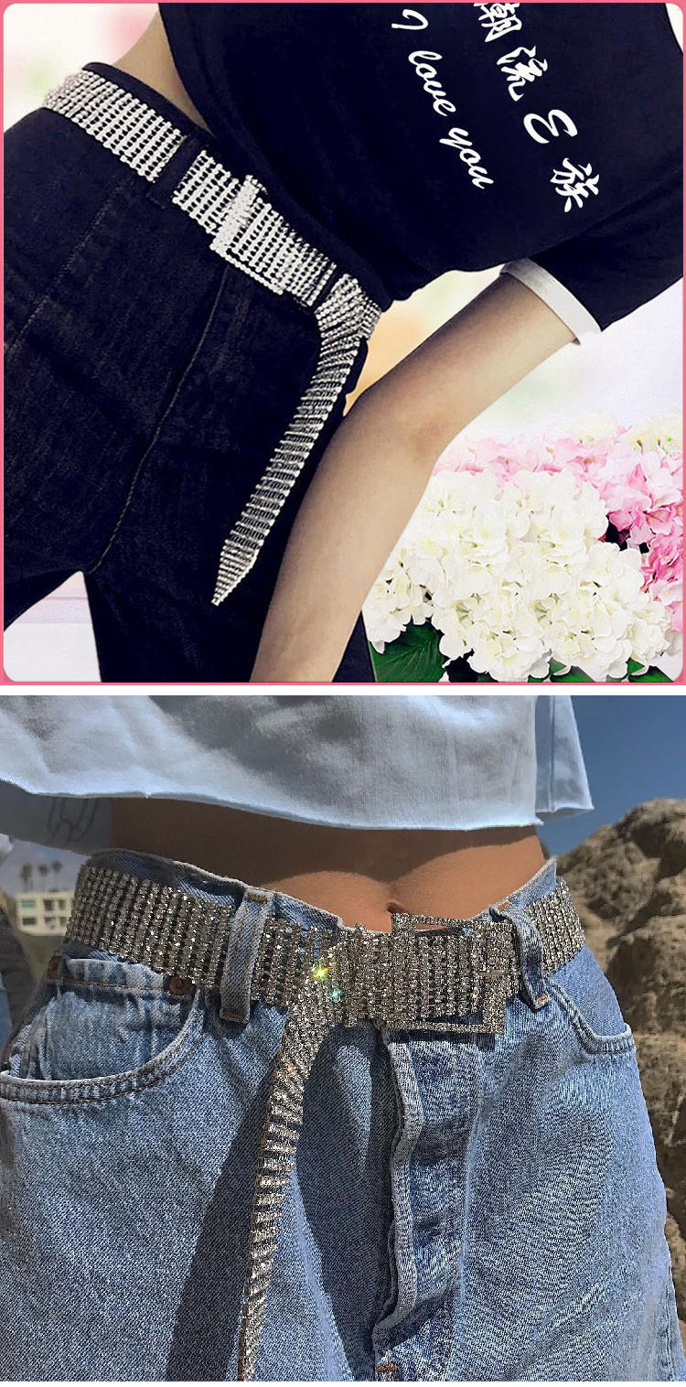 Women'S Gender New Ten Rows Of Bright Diamonds Inlaid Crystal Diamond Waist Chain Fashion Rhinestone Belt Wholesale