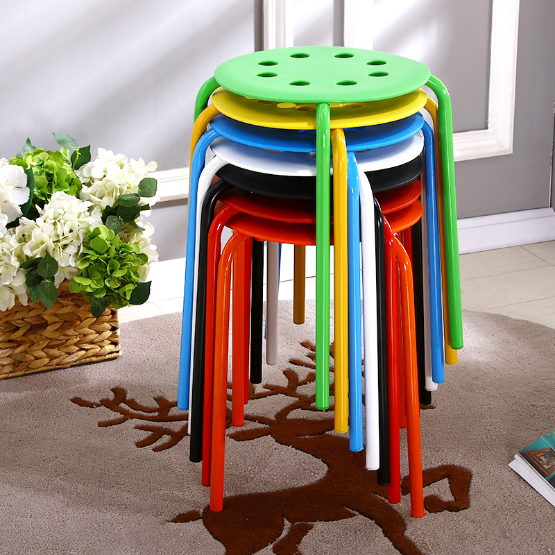 工厂直销 家用塑料彩色凳子换鞋凳  简约餐桌凳 办公室创意圆凳|ms