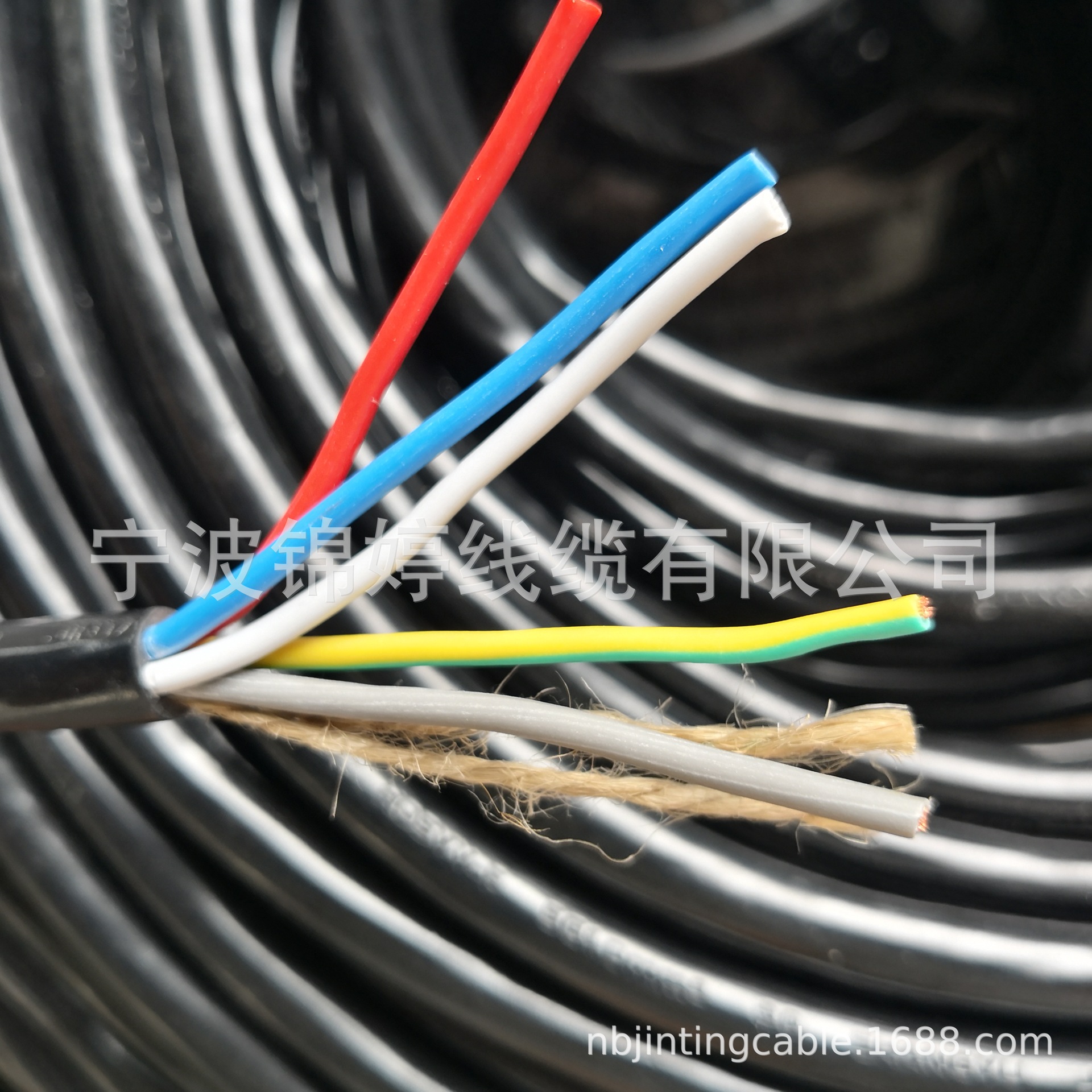 欧洲VDE认证 5芯 黑色 电源线 填充麻绳 抗拉线缆