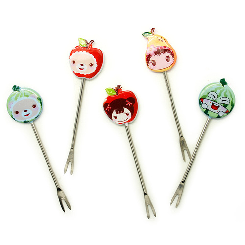 10 Yuan Store Supply RB118 Cartoon Animal Rainbow Fruit Fork Set Stainless Steel Fork Points Redemption Gift