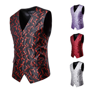 New men’s casual vest with single breasted print in autumn and winter
