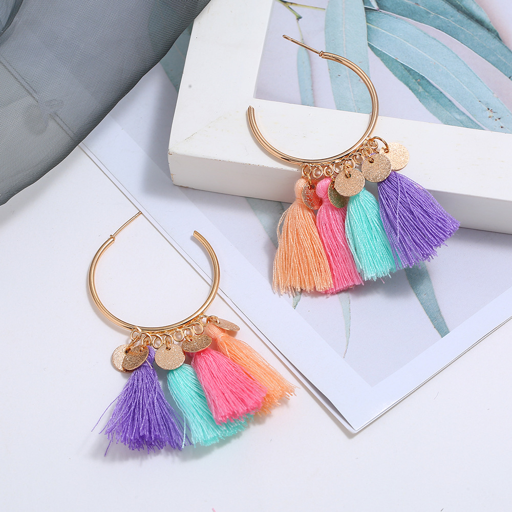bohemian ethnic style sequins long tassel earringspicture7