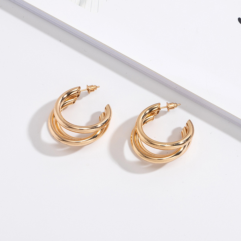 Metallic Circle Earrings display picture 2