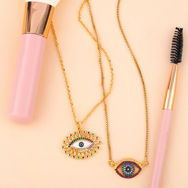 201 new diamond necklace drop oil eye pendant female sweater chain