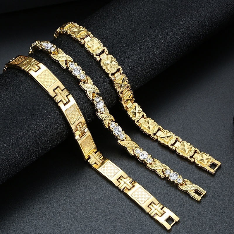 Couple Alloy Plating 18k Gold Magnetic Adjustable Bracelet display picture 3