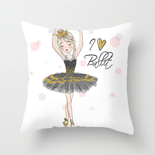 Ballet Dancing Girl Pillow Cover Home Fabric Sofa Cushion Cover Wholesale