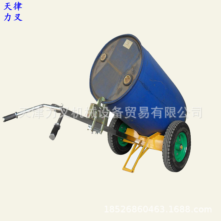 供应简易型油桶手拖车 橡胶实心轮圆桶手推车 四轮油桶搬运机