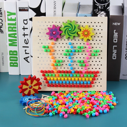 Mushroom Nail Assembly Toy, Kindergarten Children's Brain-Training Early Education Multi-Functional Creative Puzzle, Wooden Toy Wholesale