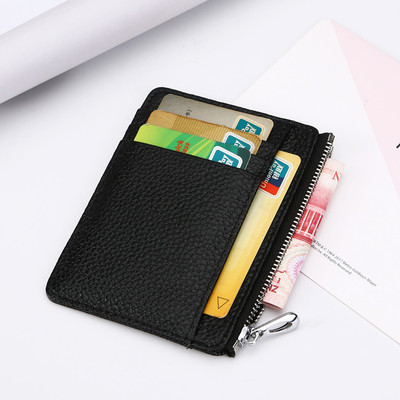 Amazon Explosive money Multi-bit cards wallet zipper Clip Buses Ferrule genuine leather cowhide Card package wholesale
