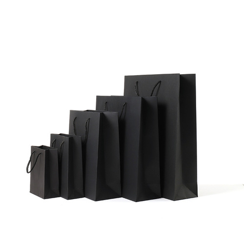 Hand Vertical Style Tote Bag Retail Black Cardboard Packaging Bag Food Takeaway Bag Clothing Shopping Bag Christmas