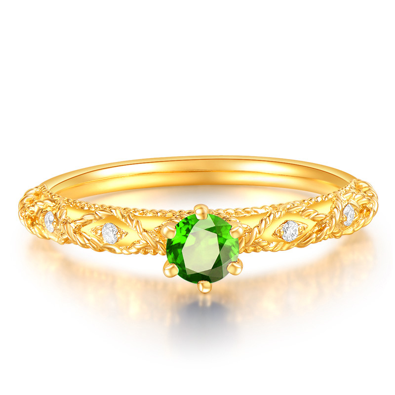 欧美气质仿真红刚玉宝石蓝祖母绿宝石镀18K黄金色开口戒指女饰品