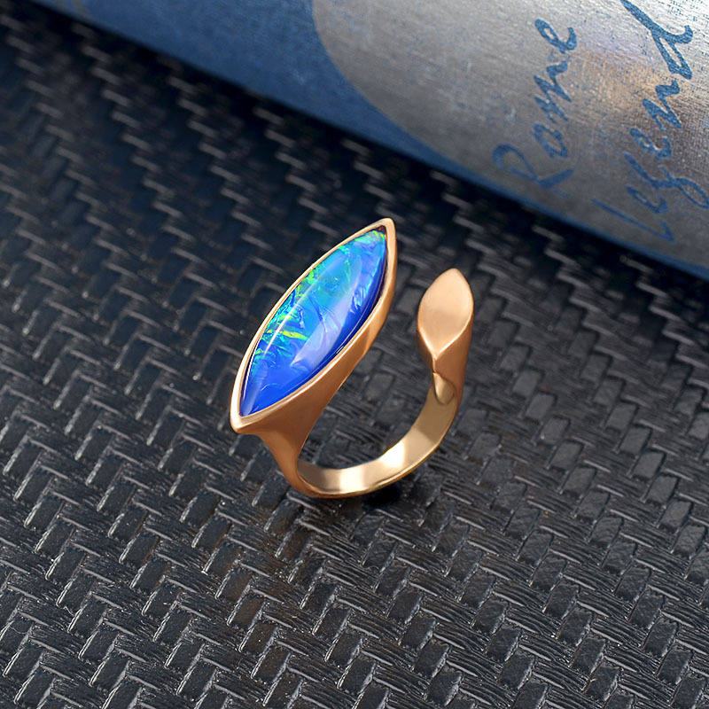 Juwelenring Damen Kupfer vergoldet gebürstet offener Ring verstellbarer Ring_voghion.com