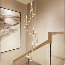 樓梯吊燈后現代水晶別墅復式樓客廳簡約創意旋轉樓梯間輕奢長吊燈