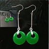 Protective amulet jade, buckle, emerald green long earrings