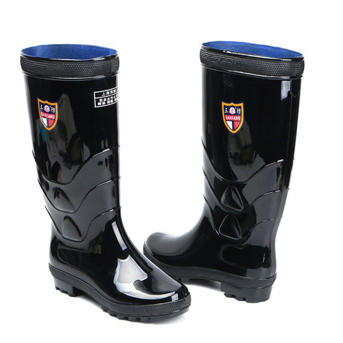 Black Industrial Mine Waterproof Boots Tall Worker Rain Boots Work Safety Men Durable Slip-Resistant Insulated Rain Boots Factory Wholesale