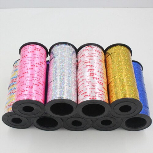Balloon Ribbon Tying Ribbon Birthday Decoration Wedding Room Celebration Gift Arrangement 100 Yards Laser Gold Silver Color Ribbon Wholesale