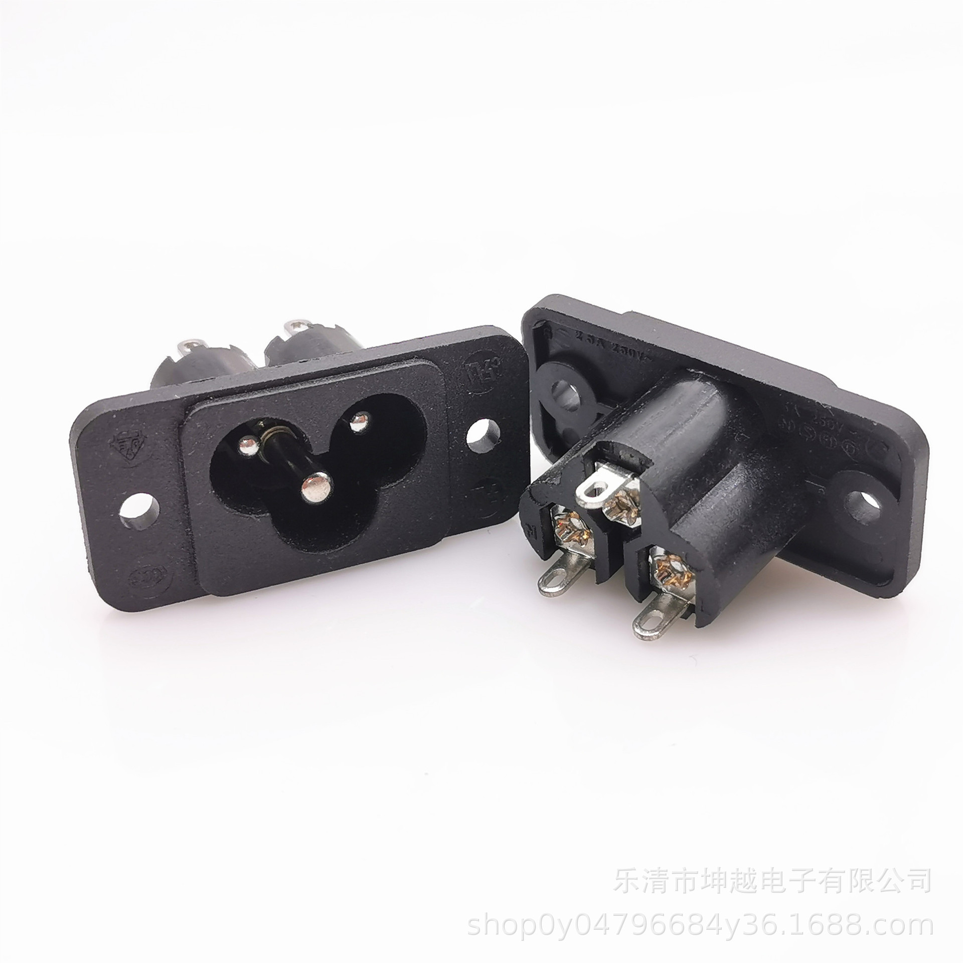 供应AC插座 AC-030三针三孔全铜梅花插座 AC充电接口八字电