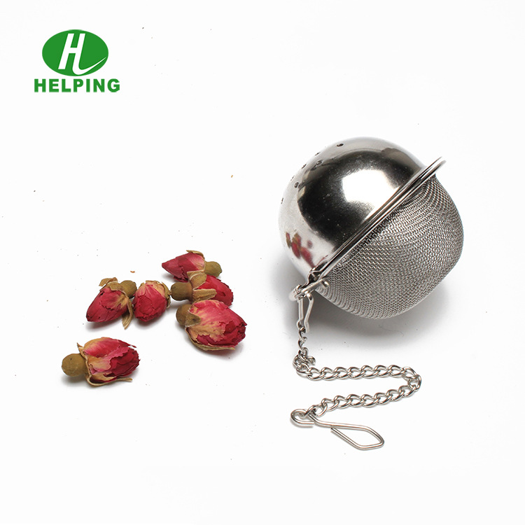 Infusor de té en forma de pelota con cadena, acero inoxidable 304, filtro de cocina para té o sopas
